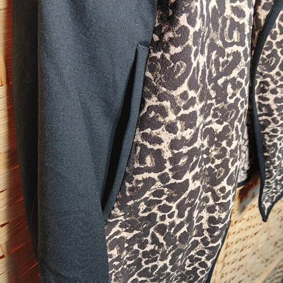 Chico's Chic Cheetah Camel Ponte Jacket Open Front Cardigan Blazer Sweater NWT - Picture 3 of 9